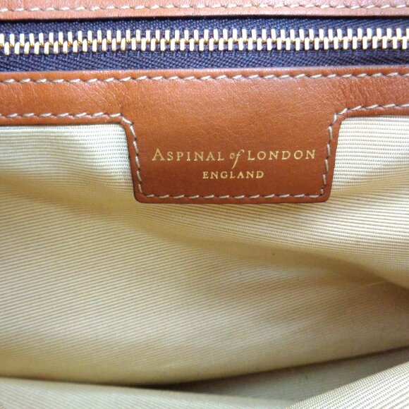 ASPINAL of LONDON 11.5" midi Tote Bag Smooth Tan Leather - Picture 3 of 12